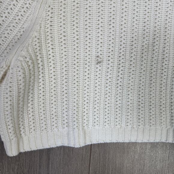 Madewell Pointelle-Stitch Mock Neck Sweater WMNS S Cream Merino Wool Relaxed Fit - Picture 6 of 9
